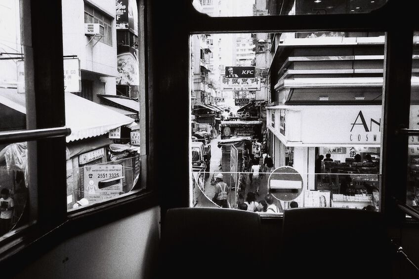 Street seens from the back of a tramway