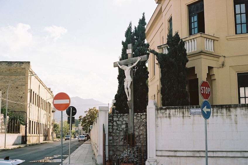 Crucifix at a street corner